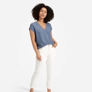 Everlane go-weave v-neck top dusty blue